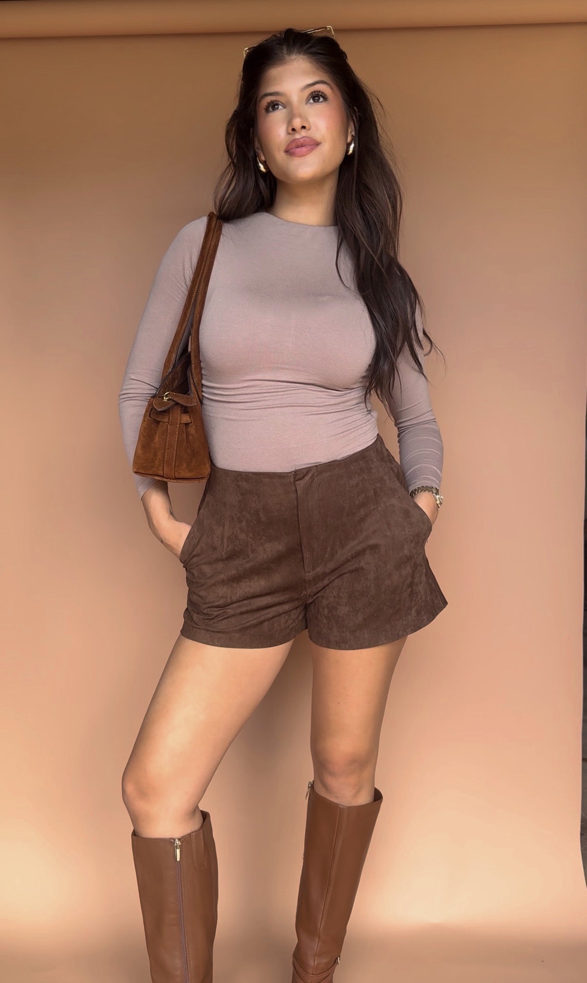 Taupe Long Sleeve Knit Top
