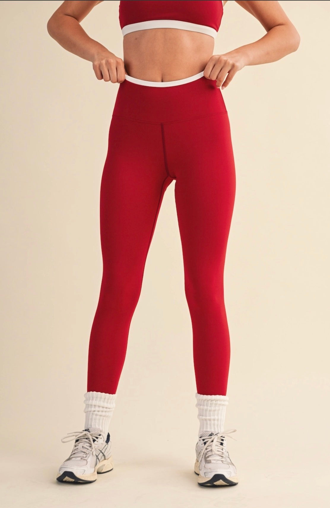 Red Contrast Leggings