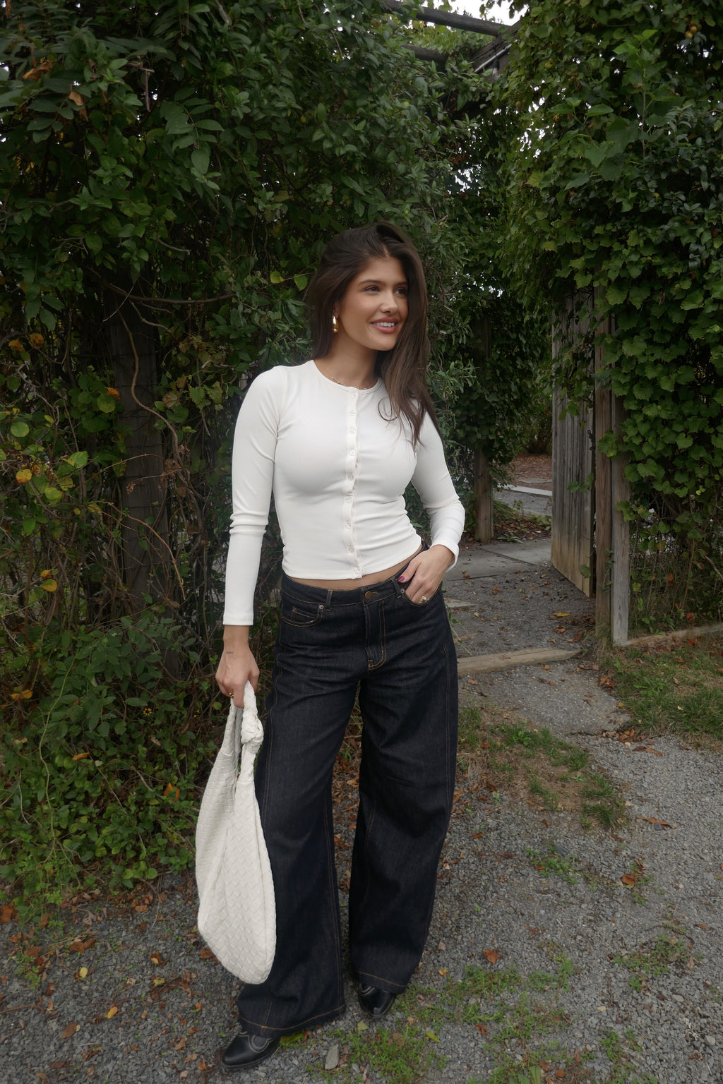 Off White Button Up Top