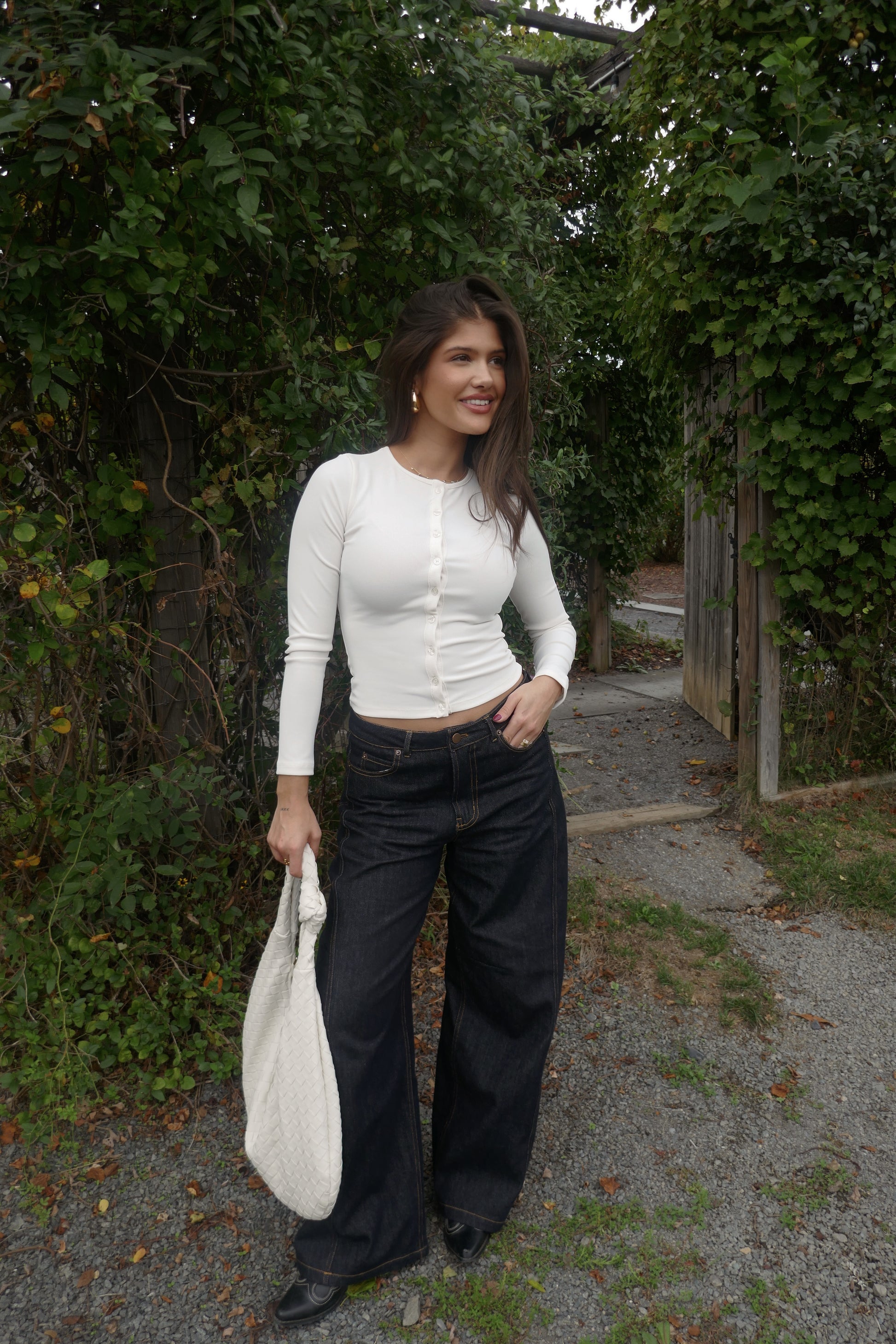 Off White Button Up Top