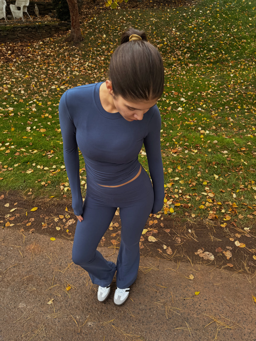 Navy Fold Over Yoga Pant