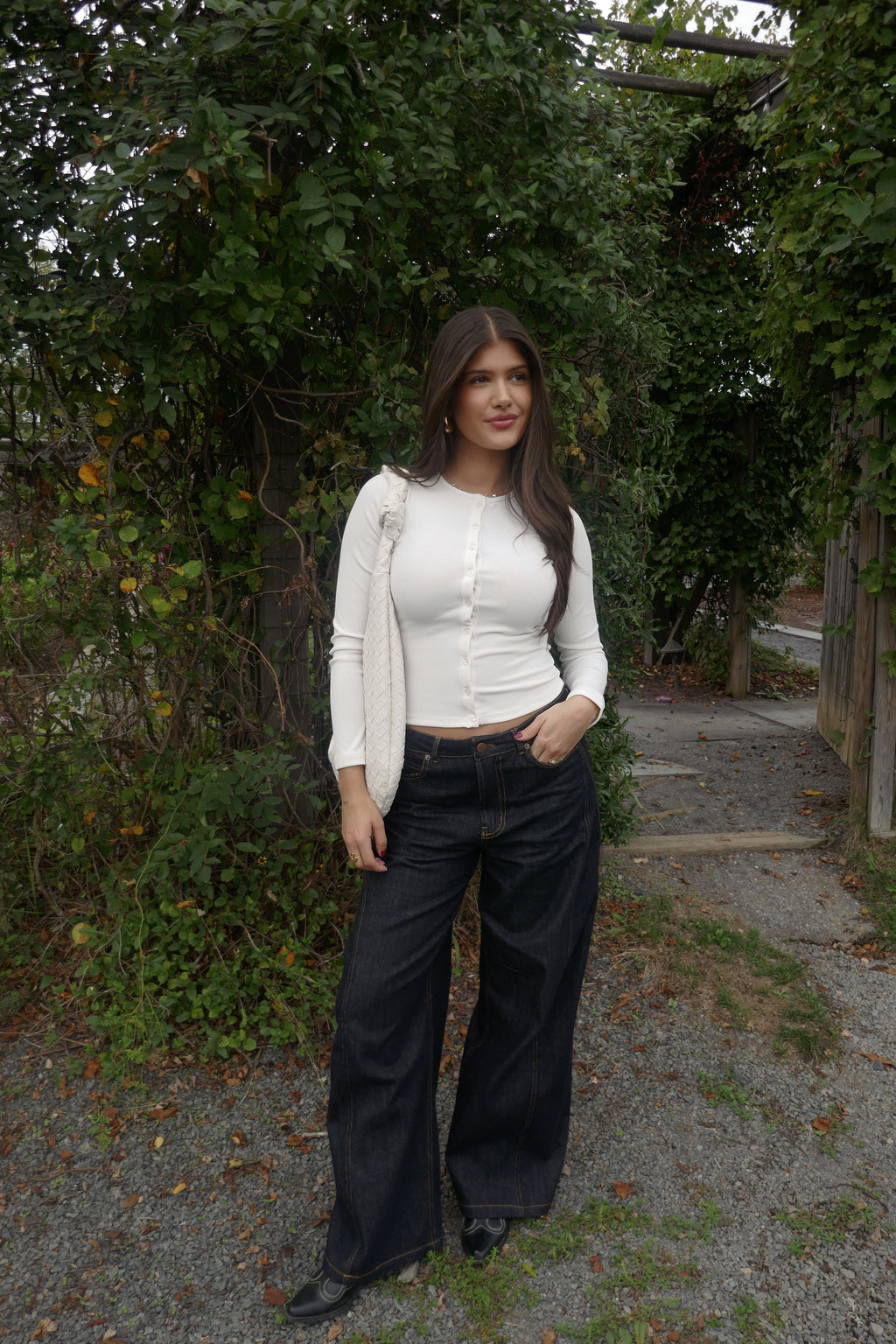 Off White Button Up Top