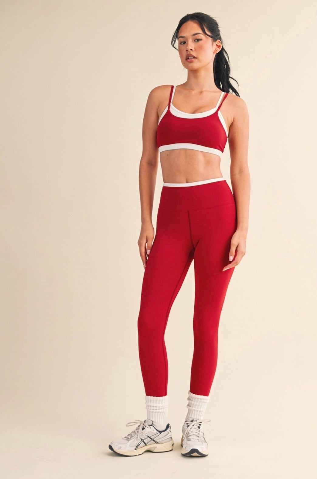 Red Layered Sports Bra Top