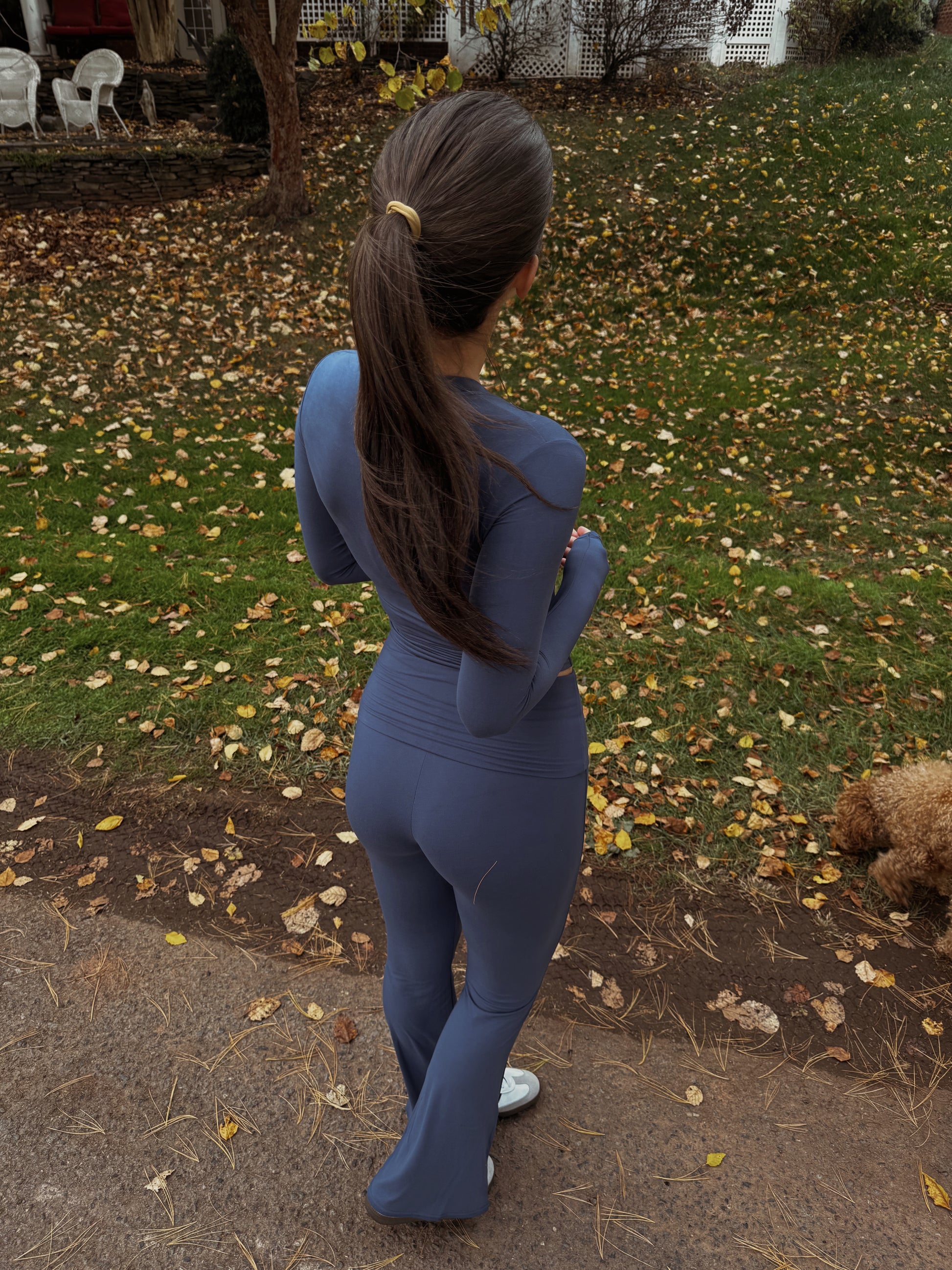 Navy Fold Over Yoga Pant