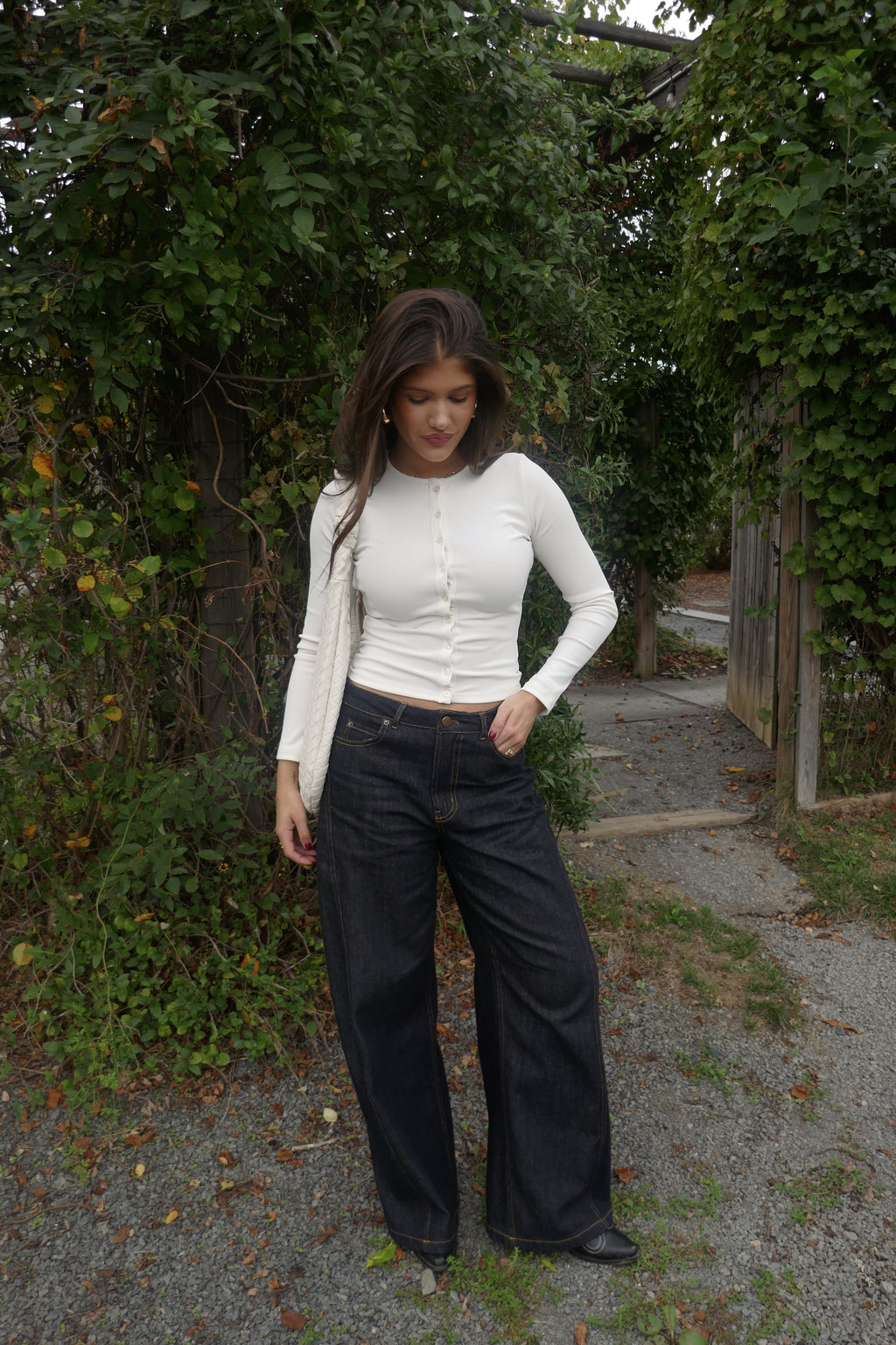 Off White Button Up Top